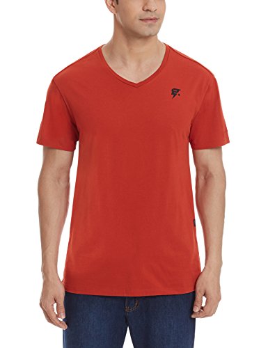 G-STAR Raw Men's Odyno Short Sleeve V-Neck Tee in Compact Jersey Antic Red