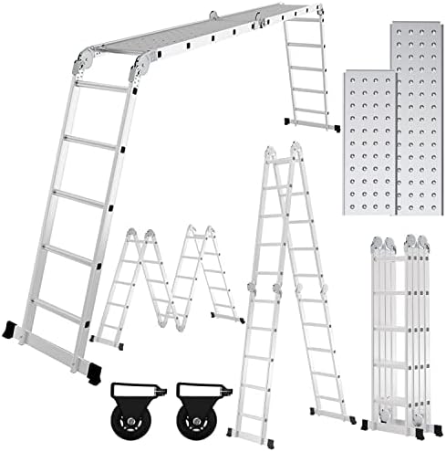 Juskys Aluminium Multifunktionsleiter 4x4 Stufen - 4,7 m Länge