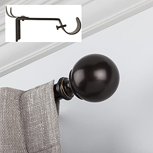 SnugSet | Quick Easy Install | No Tools Option | 72-144  Adjustable | 1  Sturdy Steel Rod | 4 Brackets for Additional Support | Supports Heavy Fabrics | Bronze Curtain RodBall Finial