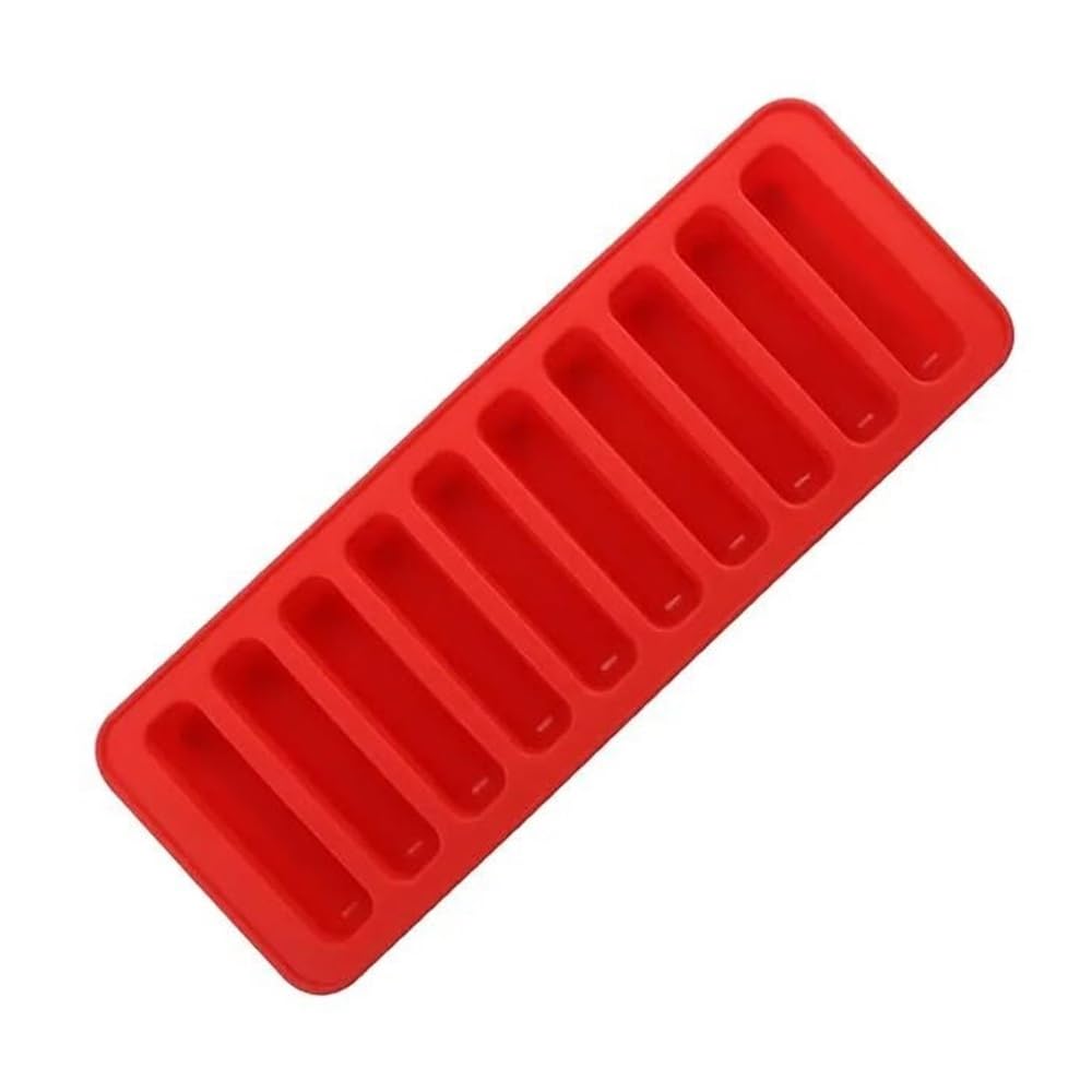 Schmale Eiswürfelform, 10 Mulden, langer Streifen, einfach herausdrücken, Orange - 8 Stück