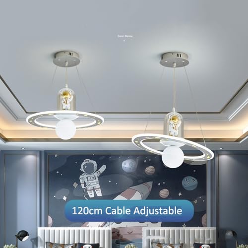Plafonnier LED enfant astronaute design lune blanche 3000K-6000K