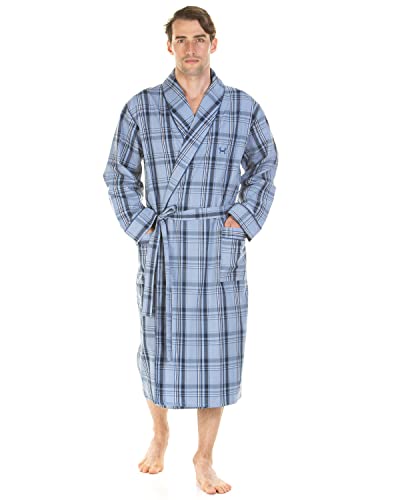 Haigman 100% Cotton Dressing Gown 7396 Light Blue Check Medium