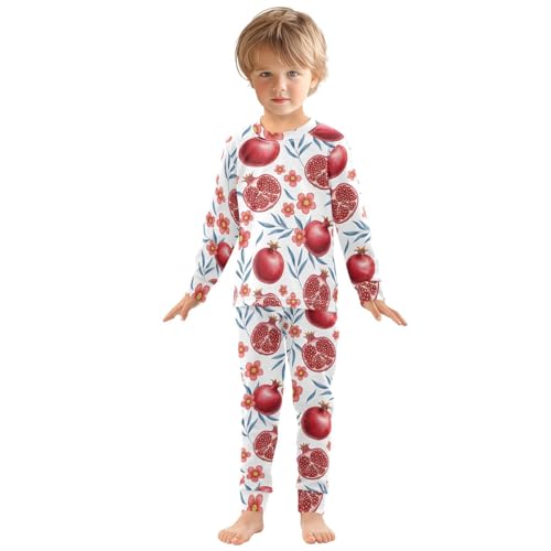 Pajama Sets Long Sleeve Pomegranate Floral Pattern Soft Comfy Sleepwear 2 Piece PJS 3-8T2