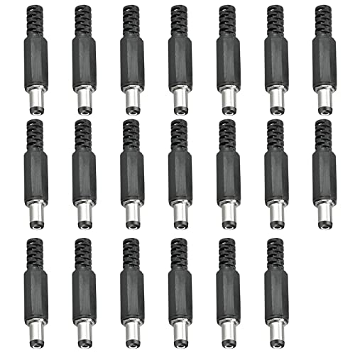 Sheepping 20 Stück DC-Stecker DC-Hohlstecker Adapter 5.5 mm x 2.1 mm DC Power Male Plug Lötstecker für Media Player,CCTV usw Cover