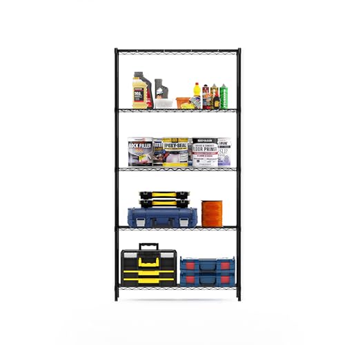 Furinno Wayar Metal Storage Shelf Rack, 5 Tiers, 36-Inch, Black - image 3
