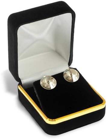 Stud Earring Box Black with Brass Trim