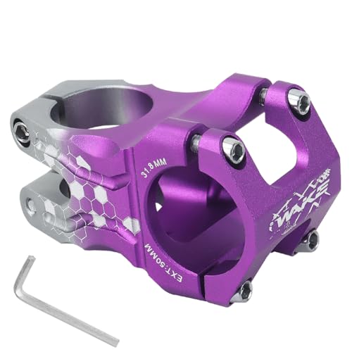 CYSKY Potence Vélo 31,8 50mm VTT Potence Guidon Courte CNC Precision Carving pour la Plupart des Vélos, Vélo de Route, VTT, BMX, Downhill Bike (Violet &...