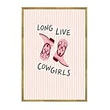 Framed Cowgirl Boots Poster Canvas Print Vintage Boho...