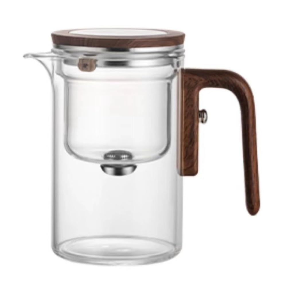 CTRLZS Water Separation Inner Container Teapot One Click Magnetic Switch Tea Separation Filtration Glass Tea Pot Wood HandleTea