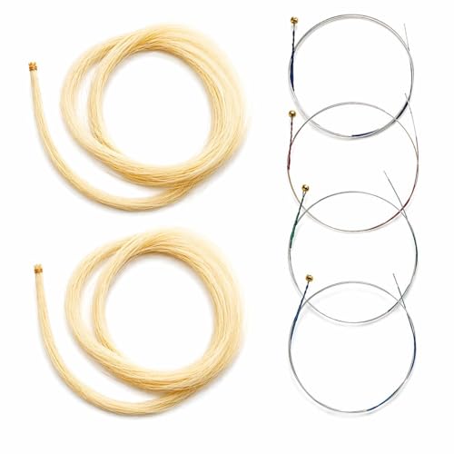 DaKuan 4/4 Full Set Violin Strings + 2 Bow Hair Sets | Nickel Ball End | Professional Quality for All Violin Sizes (1/2, 1/4, 3/4, 4/4)