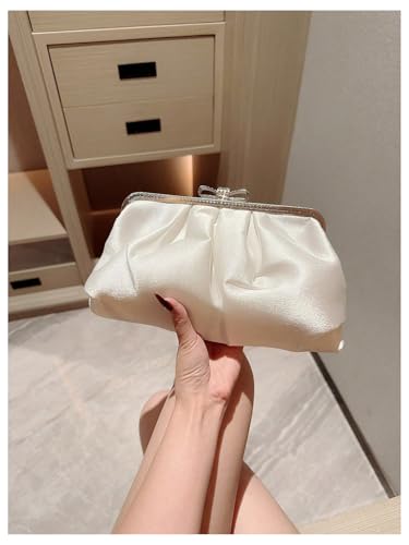 Image of Verdusa Women's Bowknot Evening Bag Ruched Clutch Purse Party Handbag with Chain Strap