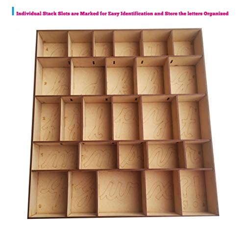 Cryo Craft Montessori Preschool Movable Cursive Letter/Alphabets 12 Set of Vowels and 6 Set of Consonants with Wooden Organizer Box,for 24 months and up