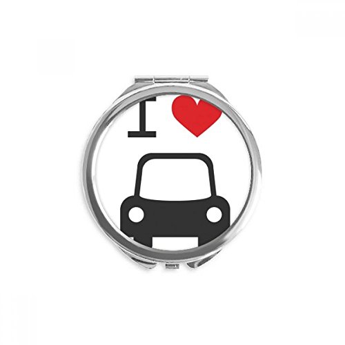 Miroir de poche de maquillage portable à la main design j'aime voiture rouge