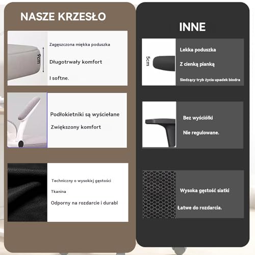 XUEGW Ergonomiczne Krzesło Biurowe - Czarny | Regulowane Krzesło Biurowe z Wysokim Oparciem z Siatki,Wsparciem Lędźwiowym,Podłokietnikami Odwracanymi | Do Domowego Biura,Gier,Nauki