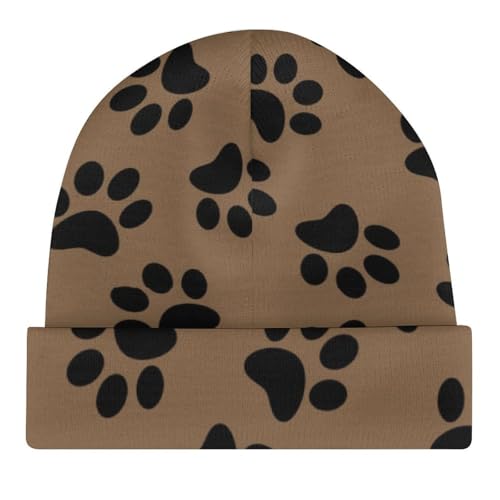 Dog Paw Pattern Kids Beanie Hat for for Girls Boys Children Cap Winter Knitted Chemo Cancer Headwear Accessories Gifts Decoration Black4