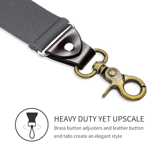 Image of Suspenders for Men, Adjustable Suspenders Gold Clip with Elastic Straps Y-Back Construction Heavy Duty for Work