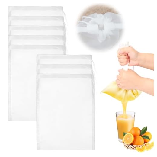 8 Piezas Colador de Tela 20×30cm Bolsas de Leche de Nueces Filtro de Malla Fina Con Cordón Filtrar Bolsa Leche Vegetal Nailon Bolsa para Escurrir Verduras Bolsa de Colador Tela Filtrante Cheesecloth