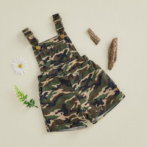 Image of Ayalinggo Toddler Baby Girl Sunflower Print Overalls Shorts with Pocket Suspender Trousers Cute Summer Clothing Outfit