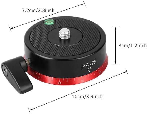 Camera Panoramic Panning Base, Aluminum Alloy Panorama Ball Tripod Head with Bubble Level and 3/8 Inch Screw, Tripod Leveling Base for Tripod Monopod DSLR Cameras