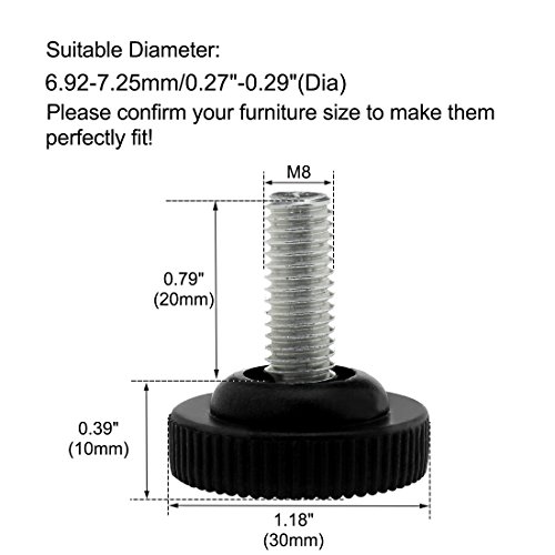 Sourcingmap M8 x 20 x 30mm Screw on Furniture Glide Leveling Feet Floor Protector Adjustable Leveler for Chair Leg 20 Pack - Image 2