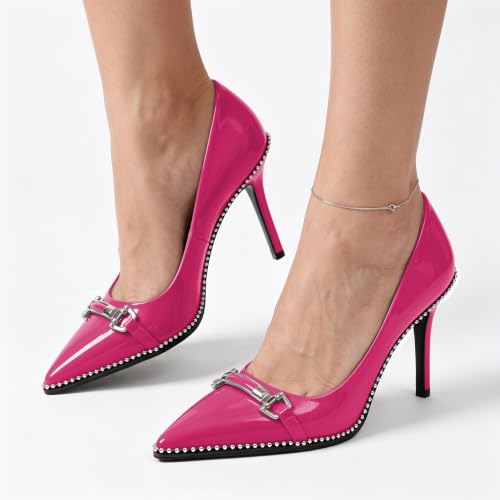 Image of Women's High Heel Pumps Stiletto Heel Pumps for Women Pointed Toe Heels Elegant Classic 3.5 Inch Beaded Pumps