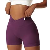 shorts violeta SHORTS DE CINTURA ALTA EN V: Estos shorts deportivos tienen un diseño cruzado en V en el vientre. Esto estiliza visualmente la cintura al tiempo que garantiza un talle alto y el control del vientre. La cintura parece más fina y las piernas se estilizan con líneas más suaves.
