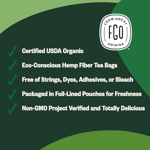 Image of FGO Organic Nettle Leaf Tea, 100 Count, Eco-Conscious Tea Bags, Caffeine Free, Resealable Bag, Packaging May Vary (Pack of 1)