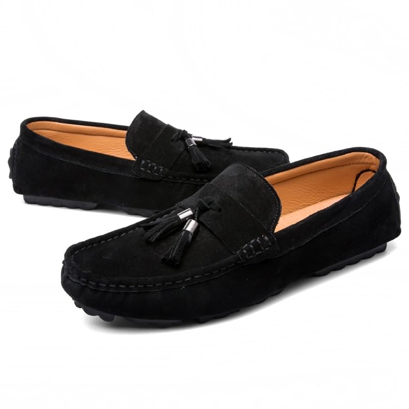Mens Loafers Round Toe Solid Color with Tassel Suede Vamp Driving Loafers Comfortable Flexible Anti-Slip Party Prom Slip On3