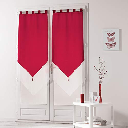 douceur d'intérieur voilage prêt a poser blanc et rouge 2 x 60 x 160 cm