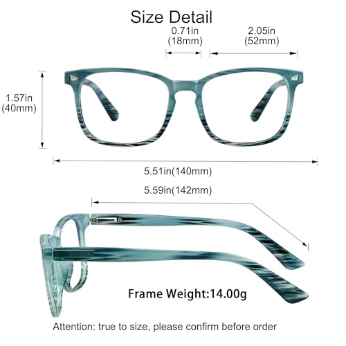 Image of YEIN Progressive Multifocus Reading Glasses, Spring Hinge Blue Light Blocking Glasses for Women Men, No Line Multifocal Readers with Clear Lenses (slate blue,+0.00 /+1.25 magnification)