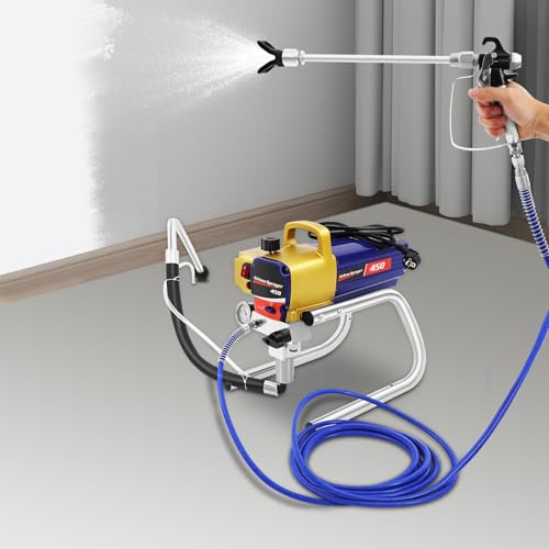Airless Farbspritzgerät Elektrisch Farbsprühsystem Farbspritzpistole mit 8m Hochdruckschlauch Wandfarbe Sprühgerät Sprühfarbe Spritzgerät Hochdrucksprüher für Decke Zäune Reihenhaus