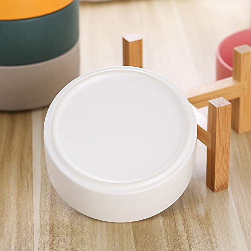 Hchlqlz HE0639-B White Ceramic Elevated Raised Cat Bowls,Cat Food Dish With Stand, Raised Cat Food Or Water Bowls Anti Vomiting,Pet Bowl With Anti Slip Rubber Pad,Stress Free For Cats And Small Dogs(400Ml/13.5Oz thumb #5