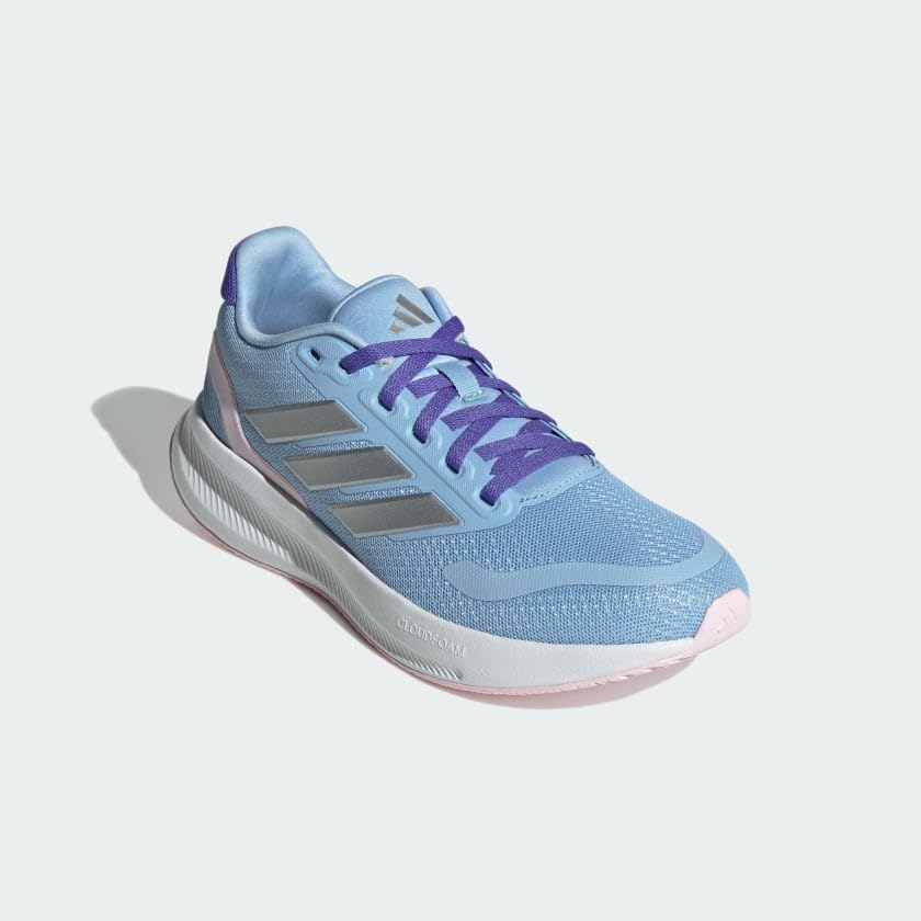 adidas Runfalcon 3.0 Shoes (Big Kid) Sneaker, Blue/Silver Metallic/Clear Pink, 5.5 US Unisex4