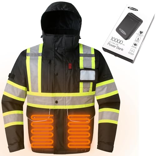 JKSafety Hi Vis Heated Jacket with 3M Reflective Tapes JK118A Black M