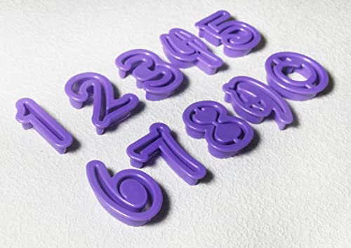 Image of Number Fondant Cake Biscuit Baking Mould DIY Fondant Cake Embosser Cookie Cutters, Set of 10, Purple