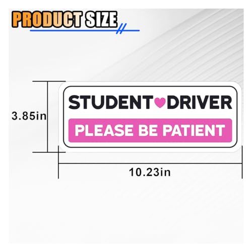 Image of Student Driver Sticker Decal, Non-Magnetic Car New Driver Sticker for Car, Please Be Patient Student Driver Safety Sign & Vehicle Warning Sign, Removal Pink Vehicle Bumper Sticker (4PCS)