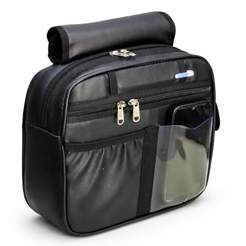 Image of Grab Handle Bag | Dashboard Grab Handle Storage Organiser | 2 Compartments with Transparent Pocket | Compatible with Thar, Jimny, Gypsy, Jeep, Gurkha and Other SUVs and Car | PU Leather | Black
