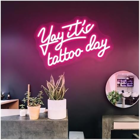 Yay It's Tattoo Day for neon Sign Light For Beauty Room Lash Wall Decor Illuminated image 4