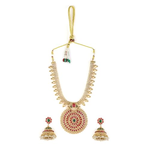 See full amazon price history chart for Rubans Traditional Handcrafted 24K Gold Plated Ruby, Emerald Stone-Studded Temple Necklace Set with Jhumka Earrings for Women & Girls, Ideal for any Festive & Wedding Occasions Rubans Traditional Handcrafted 24K Gold Plated Ruby, Emerald Stone-Studded Temple Necklace Set with Jhumka Earrings for Women & Girls, Ideal for any Festive & Wedding Occasions (B0D6GBJY6X) Amazon Price History, Amazon Price Tracker