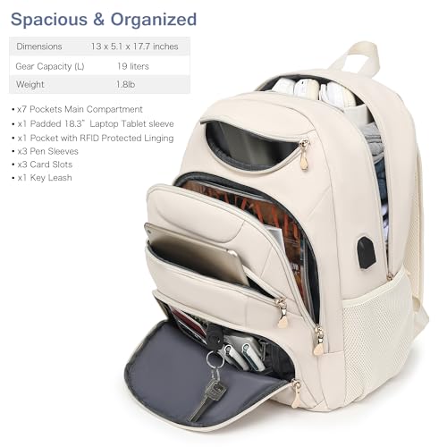 Laptop Backpacks for Men Women Waterproof, Anti Theft, TSA, USB Compartments Students Business Travel - Image 3