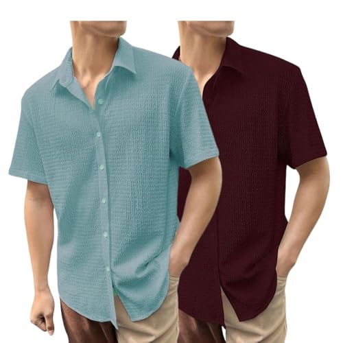 Image of GRECIILOOKS Men's Polycotton Shirt |Stylish Casual Regular Fit Shirts | Textured Half Sleeve | Slim Fit | Business & Meeting Ready (Available in Plus Size)