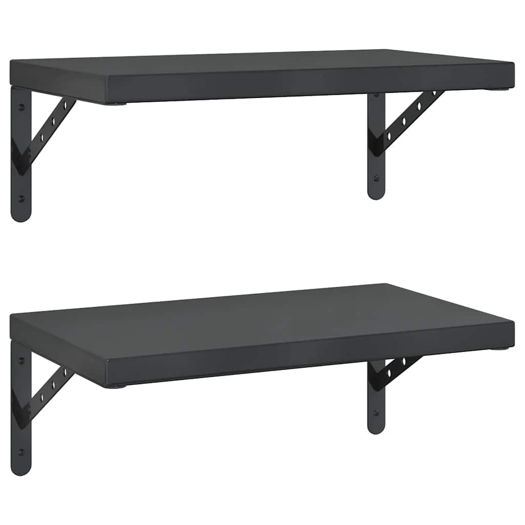 Generisch Wandregale 2 STK. 50x30 cm Schwarz Edelstahl,Möbel,Regalsysteme,Wandregale-3214518