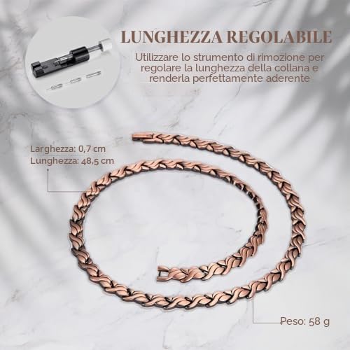 Rainso Collana Da Donna, Collana Magnetico In Rame puro, Elegante Collana Magnetico Da Donna, Sollievo Dal Dolore Per Artrite.