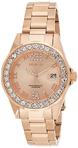 Invicta Women's 15253 Pro Diver Rose Gold Dial Crystal Accented 18k Ion-Plated Stainless Steel Watch