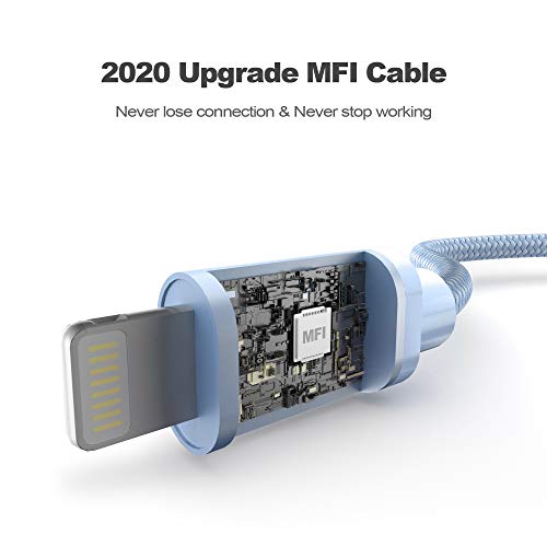 Energizer Iphone Charger Lightning Cable 6Ft Mfi Fast Charging Sync & Charge Apple Smartphone Cord, Swiss Blue Nylon Braided 6 Feet #TOP1