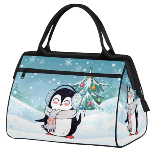 Borsone invernale da viaggio natalizio per donne e uomini 24 L borsa da weekend con pinguino di Natale sportiva da da per la notte Colore 24L UK Organizer per