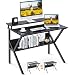 ODK Small Desk, 27.5 Inch Computer Desk for Small Spaces, Study Desk with Storage & Monitor Stand, Black