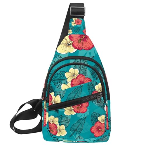 Sac de poitrine femme étanche avec iris dessinées à la main, sac de randonnée léger