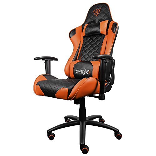 ThunderX3 TGC12BO- Silla gaming profesional-( Cuero Sintético, Inclinación y Altura regulable, Apoyabrazos) Color Negro y Naranja