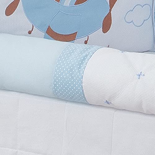 Kit Mini Berço Bebê Urso Aviador Azul Bebê 9 Peças